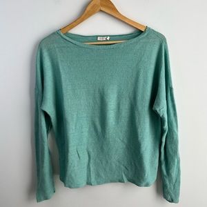 Eileen Fisher Organic Linen Sweater Large Mint Pastel Green Long Sleeve Boxy